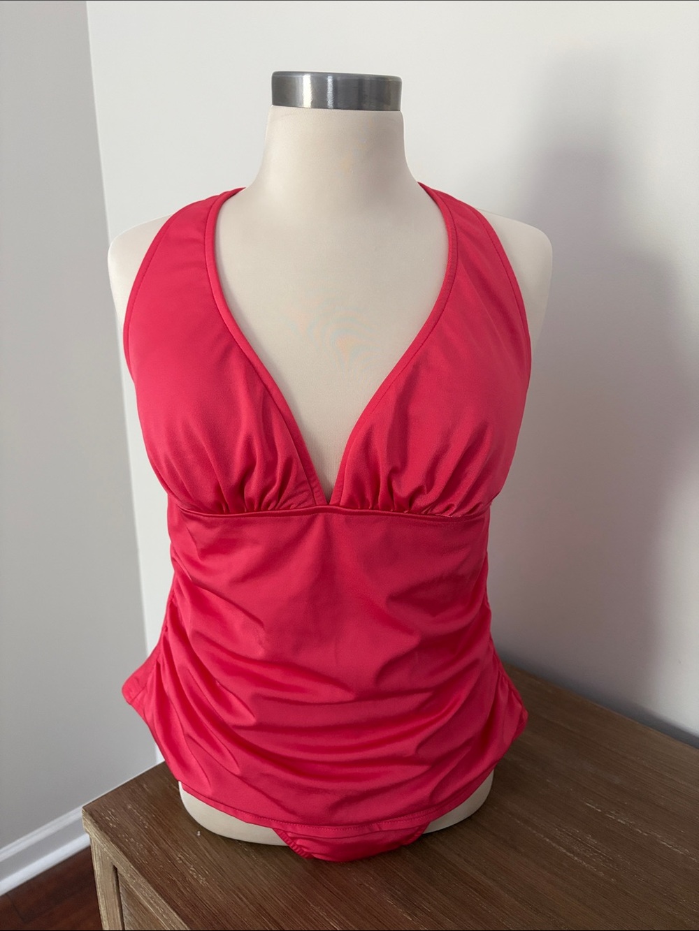 VENUS Bright Salmon Pink Halter Tankini Swimsuit 12 Resort Beach Pool Vacation - Picture 1 of 9